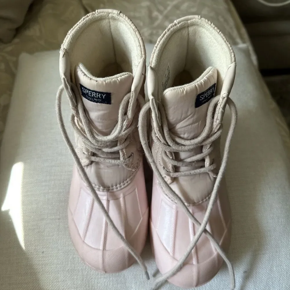 SPERRY Girl's Sperry Size 2M  7-8 Y O Duck Boot Pink Snow/rain